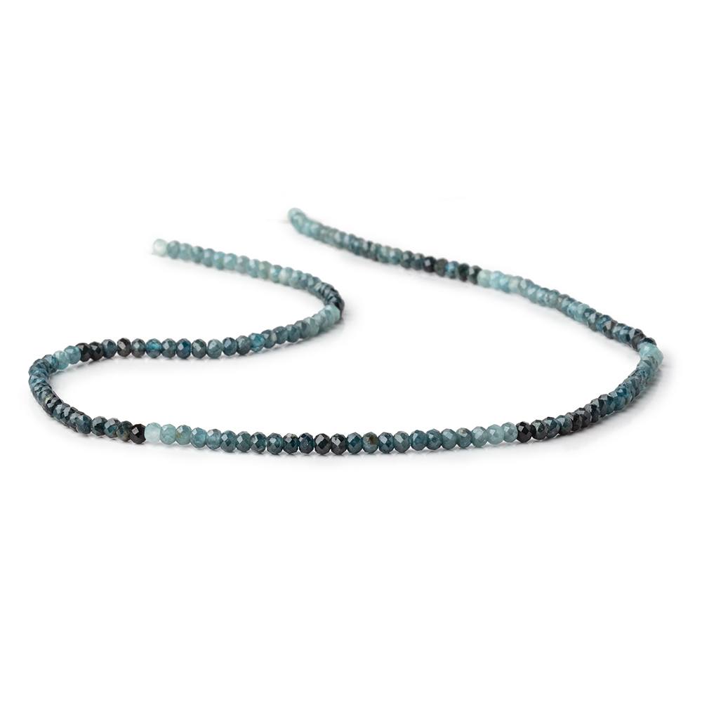 3mm Shaded Blue Sapphire Micro Faceted Rondelles 12.5 inch 124 Beads