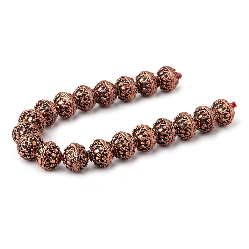 12mm Antiqued Copper Moroccan Round 8 inch 19 Beads