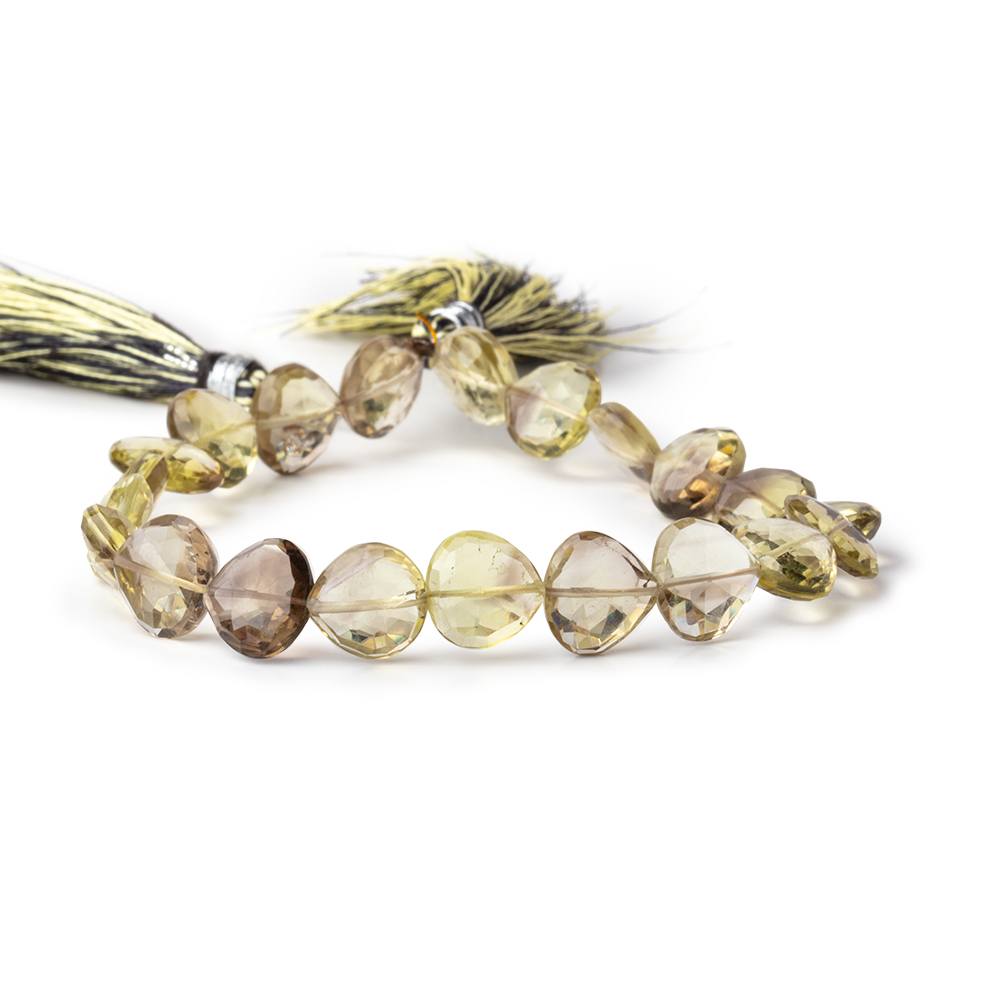 9mm BiColor Quartz Straight Drilled Heart Beads 8 inch 21 pieces