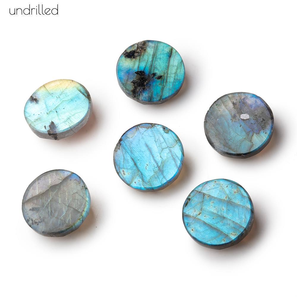 16mm Rose Cut Labradorite Faceted Cabochon Focal Beads - Undrilled