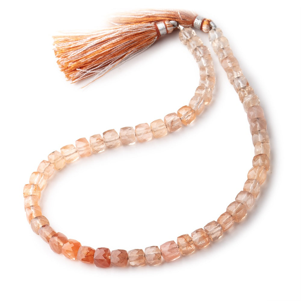 5-6mm Tangerine Quartz Faceted Cube Beads 12 inch 54 pieces