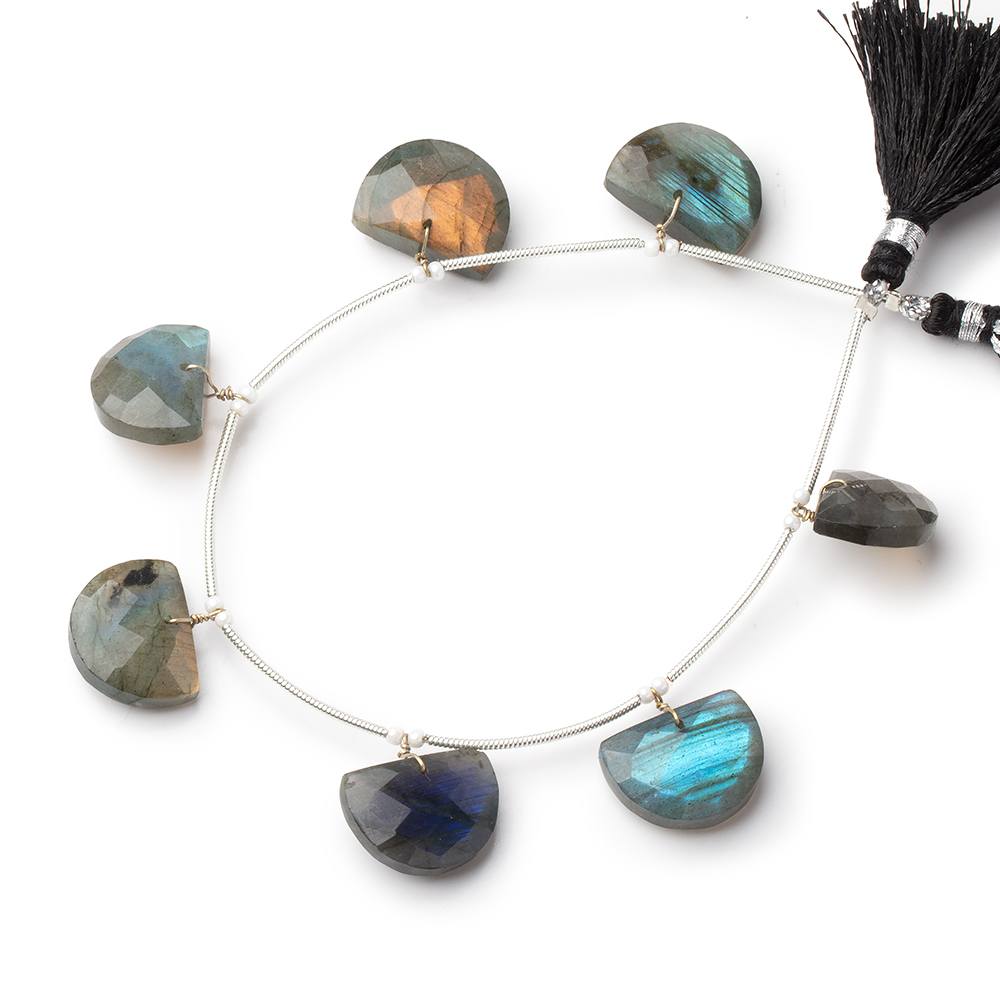 15x11-16x12mm Labradorite Faceted Half Moon Beads 6 inch 7 pieces