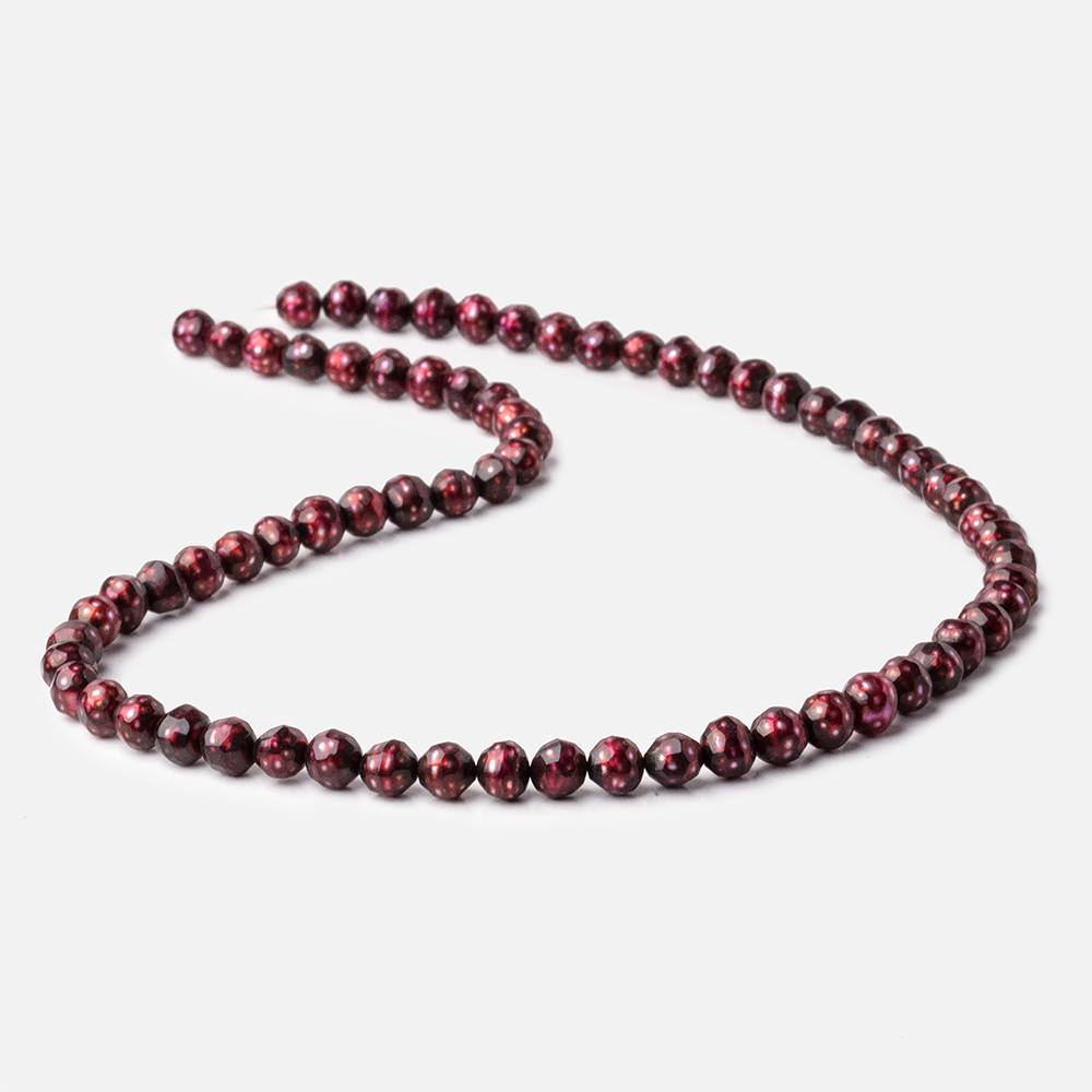 6mm Berry Red Faceted Round Freshwater Pearls 16 inch 70 pieces
