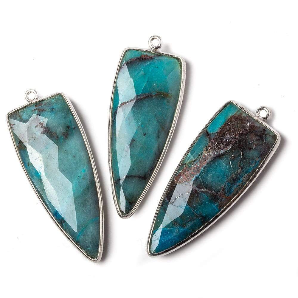42x16mm Silver .925 Bezel Chrysocolla Point 1 ring Pendant 1 piece