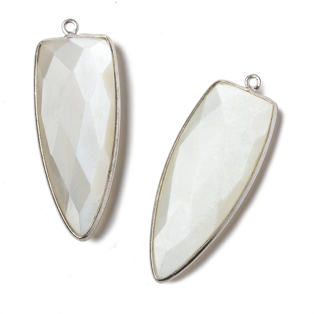 42x16mm Silver .925 Bezel White Moonstone Point 1 ring Pendant 1 piece