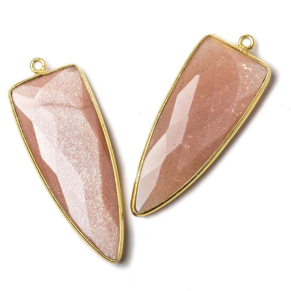 42x16mm Vermeil Bezel Angel Skin Peach Moonstone Point 1 ring Pendant 1 piece