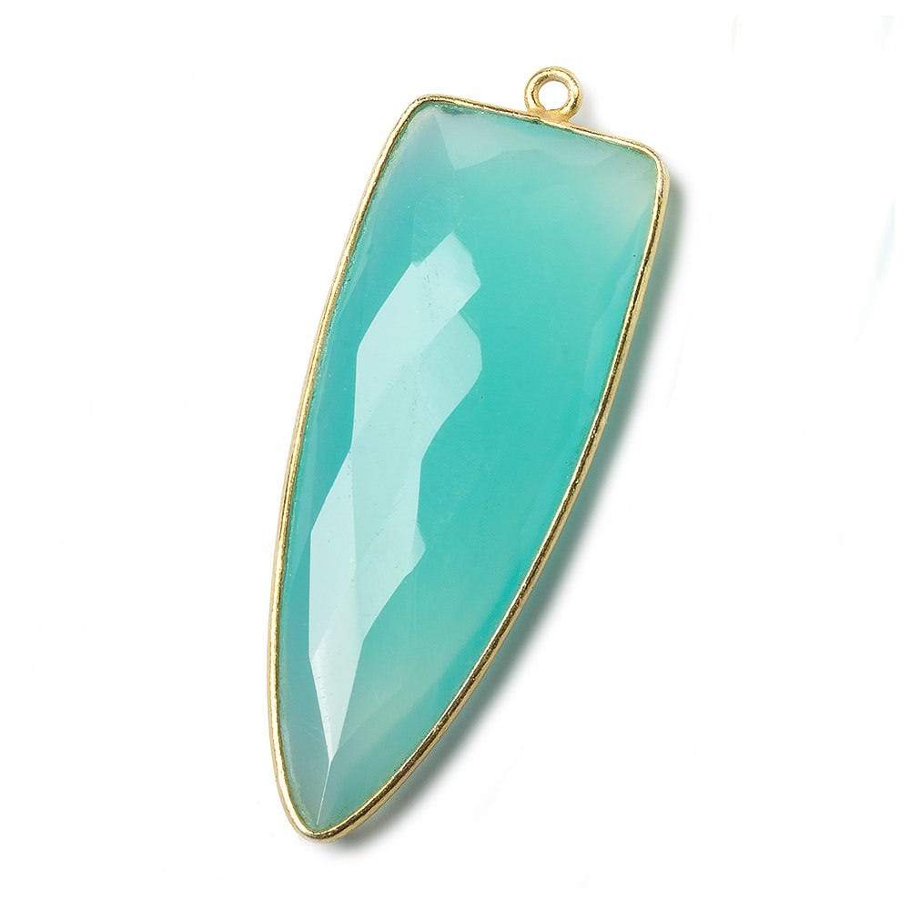 42x16mm Vermeil Bezel Key West Blue Chalcedony faceted point 1 focal bead