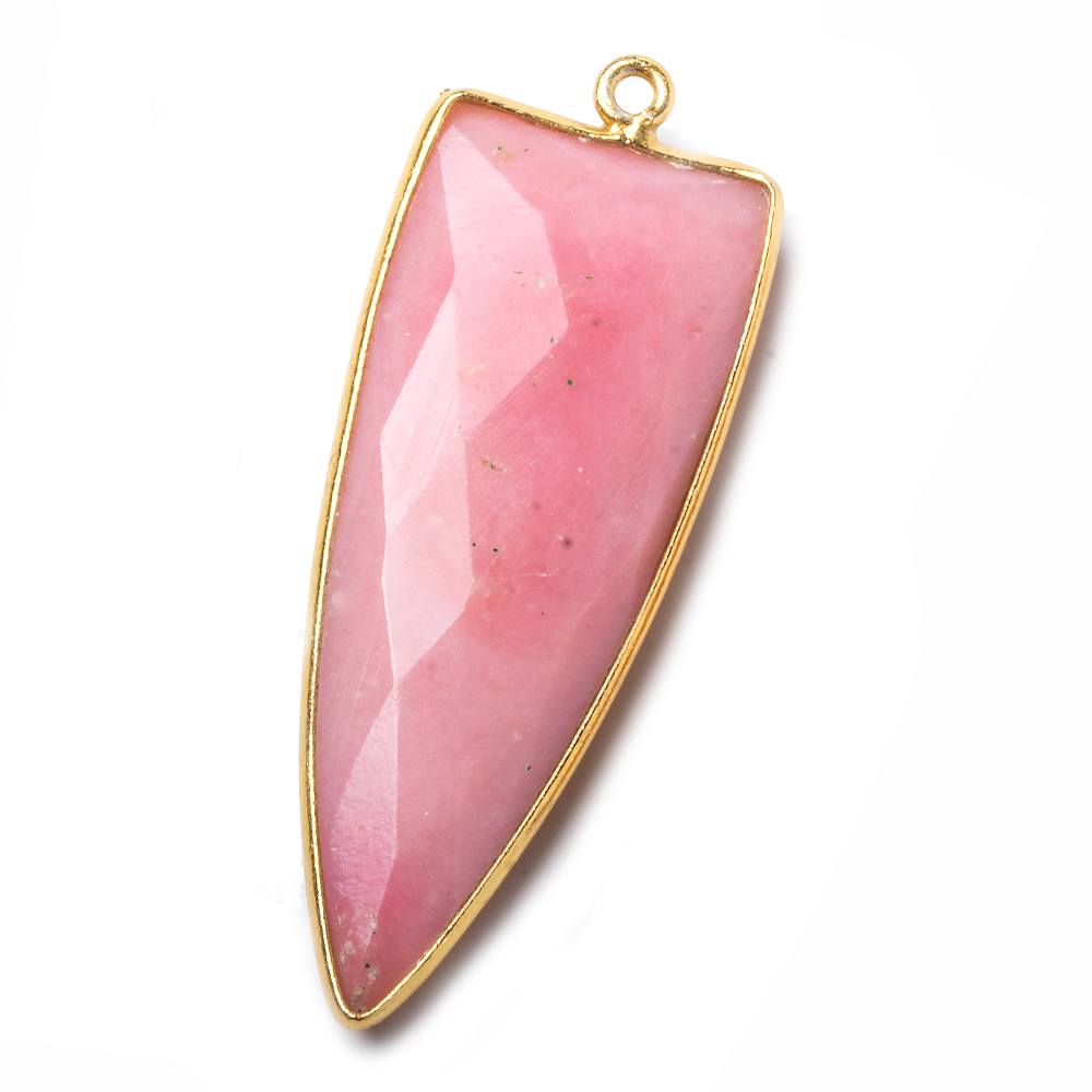 42x16mm Vermeil Bezel Pink Peruvian Opal Point 1 ring Pendant 1 piece