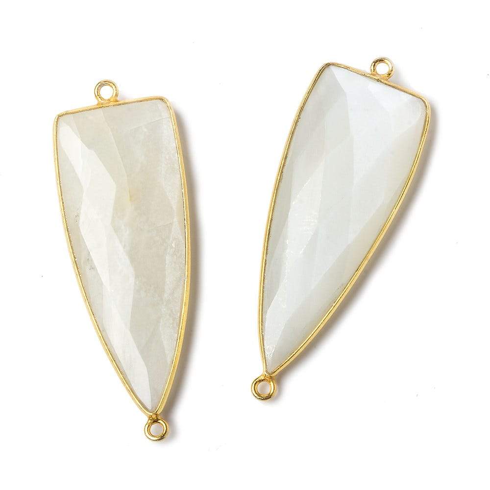 42x16mm Vermeil Bezel White Moonstone Point 2 ring Connector 1 piece