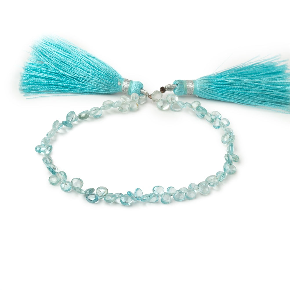 3.5-5mm Blue Zircon Plain Heart Beads 7.75 inch 76 pieces