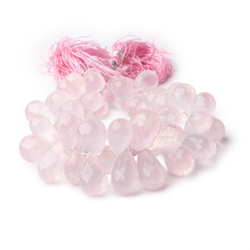 9x5-15x10mm Rose Quartz faceted tear drops 8 inch 65 beads AAA Grade