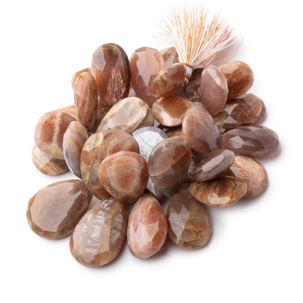 23x15-32x20mm Feldspar Faceted Pear Beads 7 inch 34 pieces