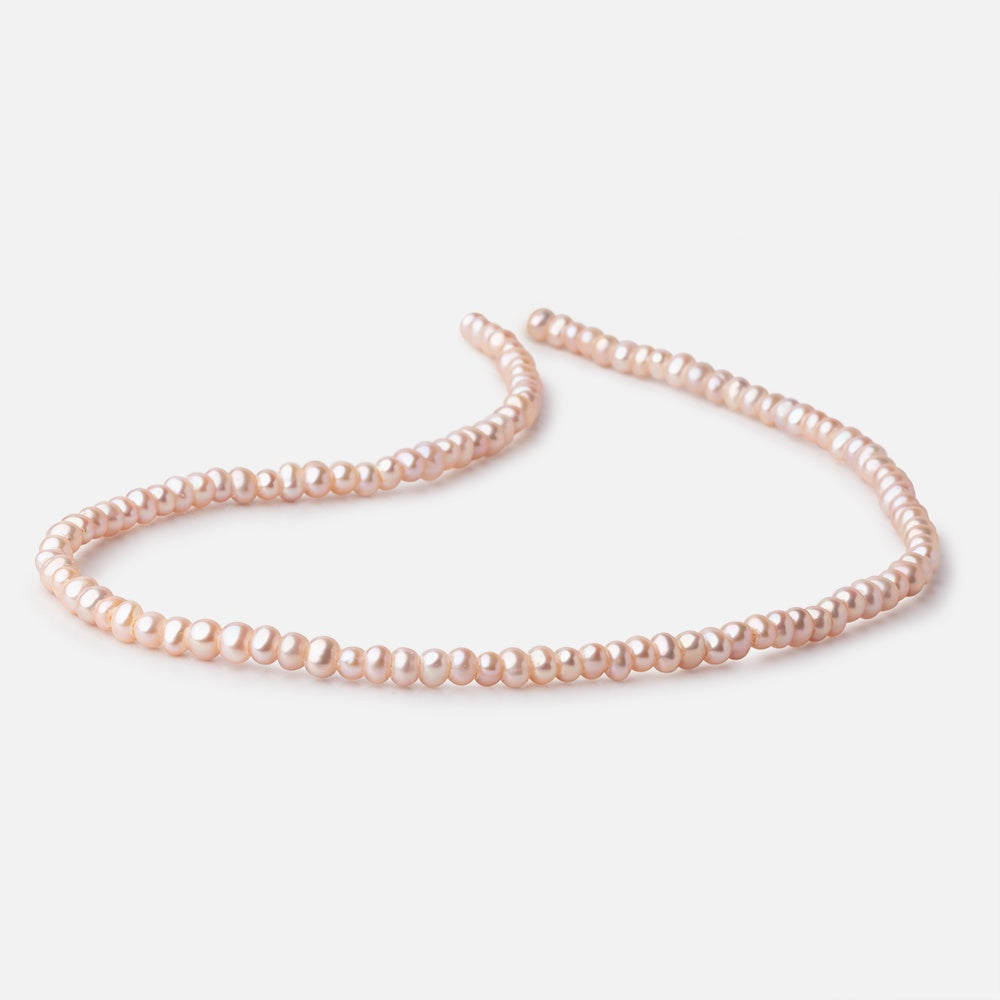 5mm Sunrise Pink 2.5mm Large Hole Off Round Freshwater Pearls 15 inch 112 Beads