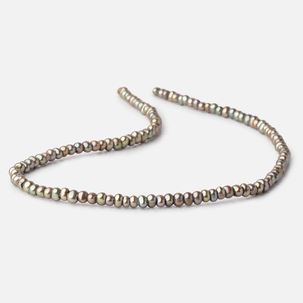 4-5mm Irish Greens Off Round 2.5mm Large Hole Pearls 15 inch 120 Beads