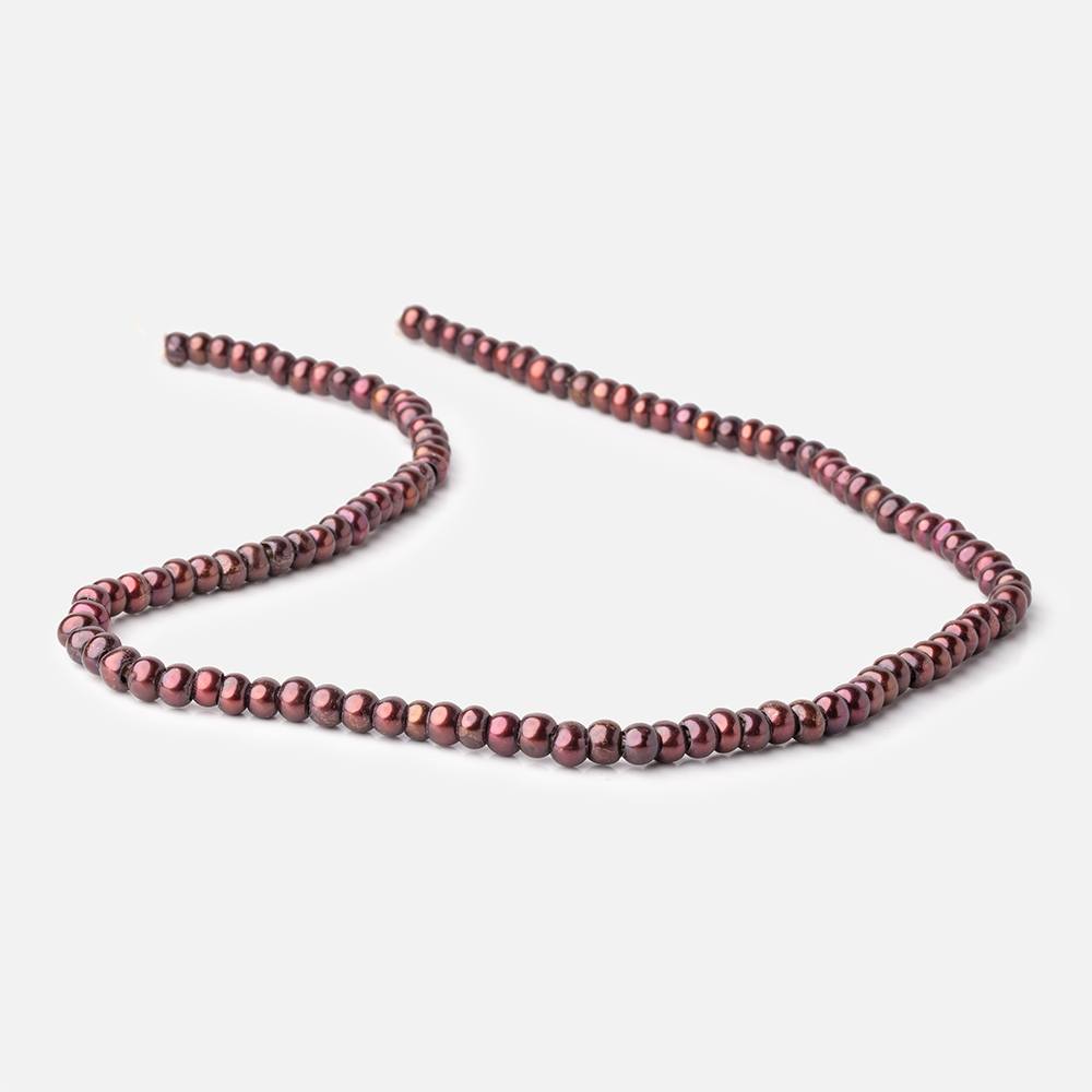 5mm Port Wine 2.5mm Large Hole Off Round Pearls 15 inch 122 Beads
