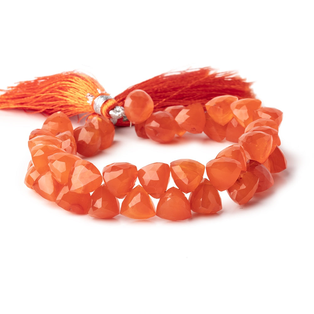8-9mm Carnelian Faceted Trillion Top Drilled Beads 7.5 inch 38 pieces