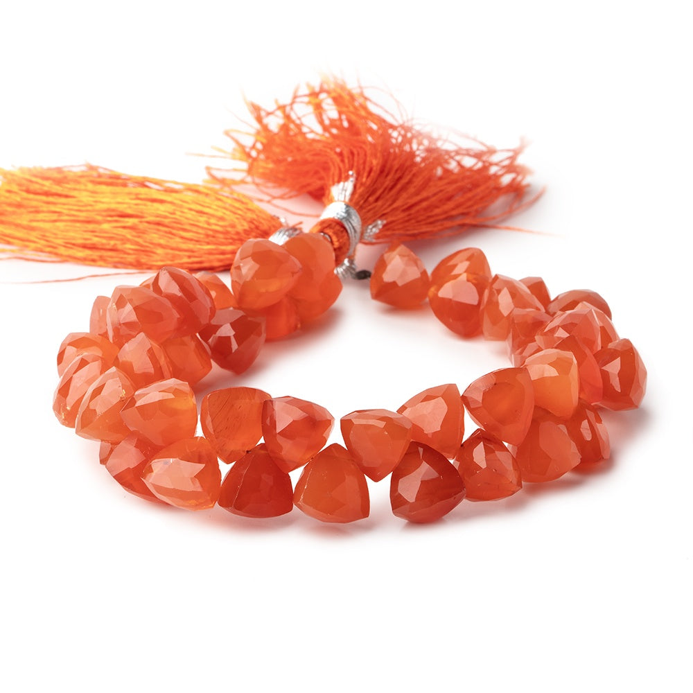 8-9mm Carnelian Top Drilled Faceted Trillion Beads 7.5 inch 40 pieces AAA