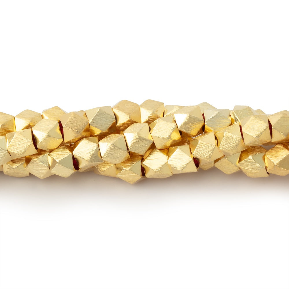 4mm Brushed Faceted Nugget Beads 8 inch 45 pieces