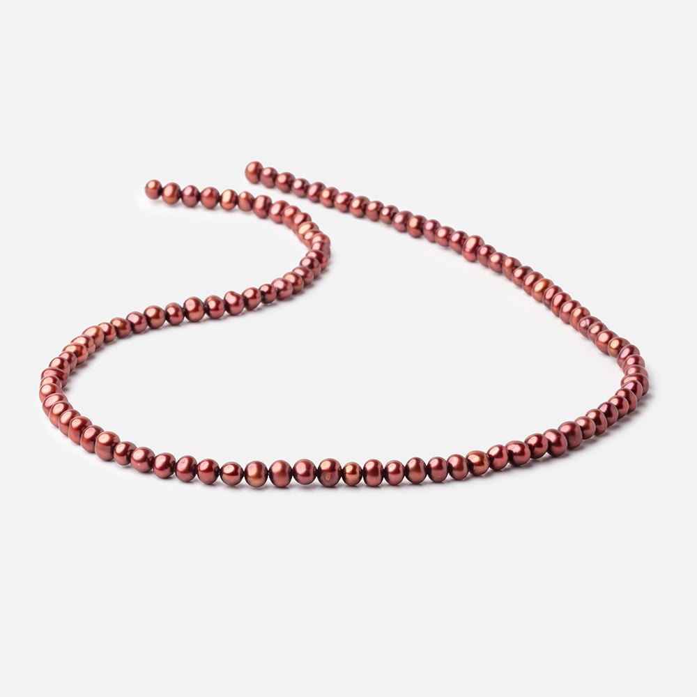 5x4mm Cinnamon Side Drilled Off Round Freshwater Pearl Beads 16 inch 96 pieces