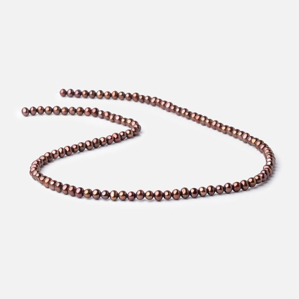 4.5x4mm Walnut Brown Side Drilled Off Round Freshwater Pearls 16 inch 110 pieces