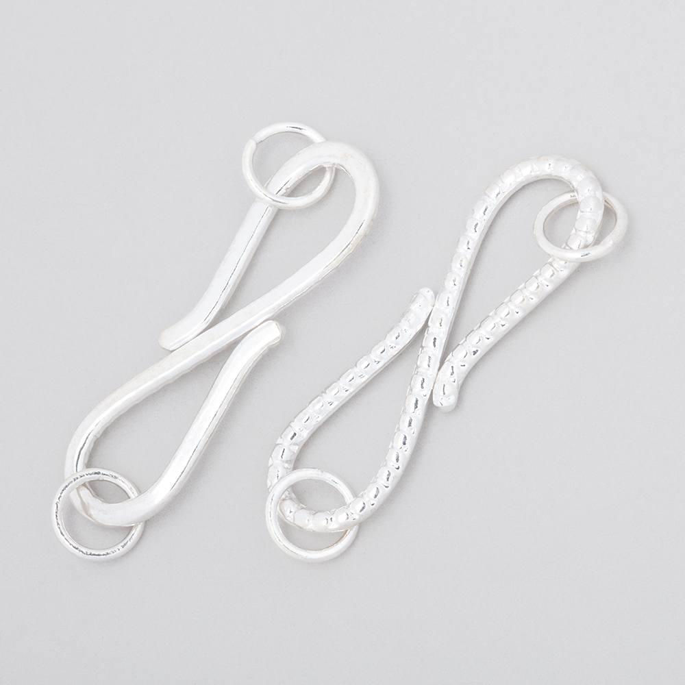 36x10mm Sterling Silver S Hook with Dotted Design 1 piece