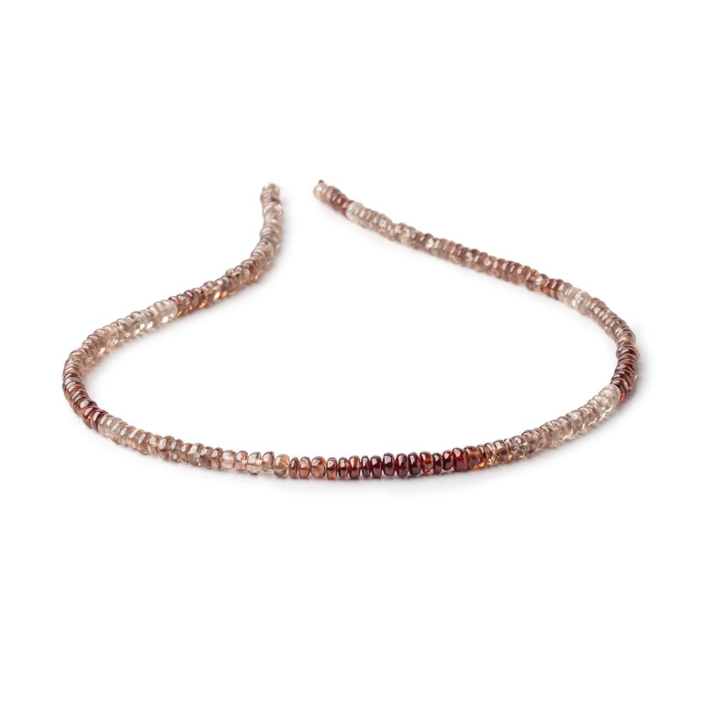 4mm Cognac and Champagne Zircon Plain Rondelle Beads 13.25 inch 154 pieces