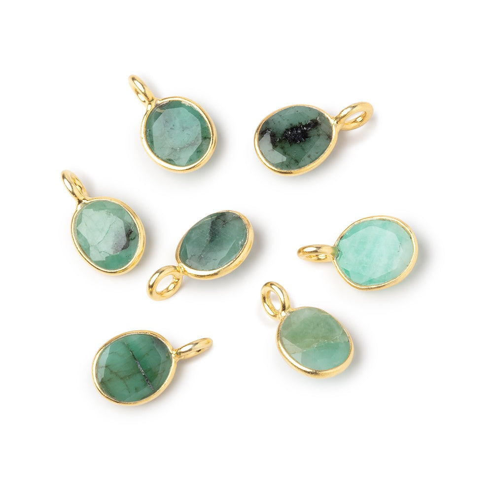 7x5mm Vermeil Bezel Emerald Rose Cut Oval Pendant 1 piece