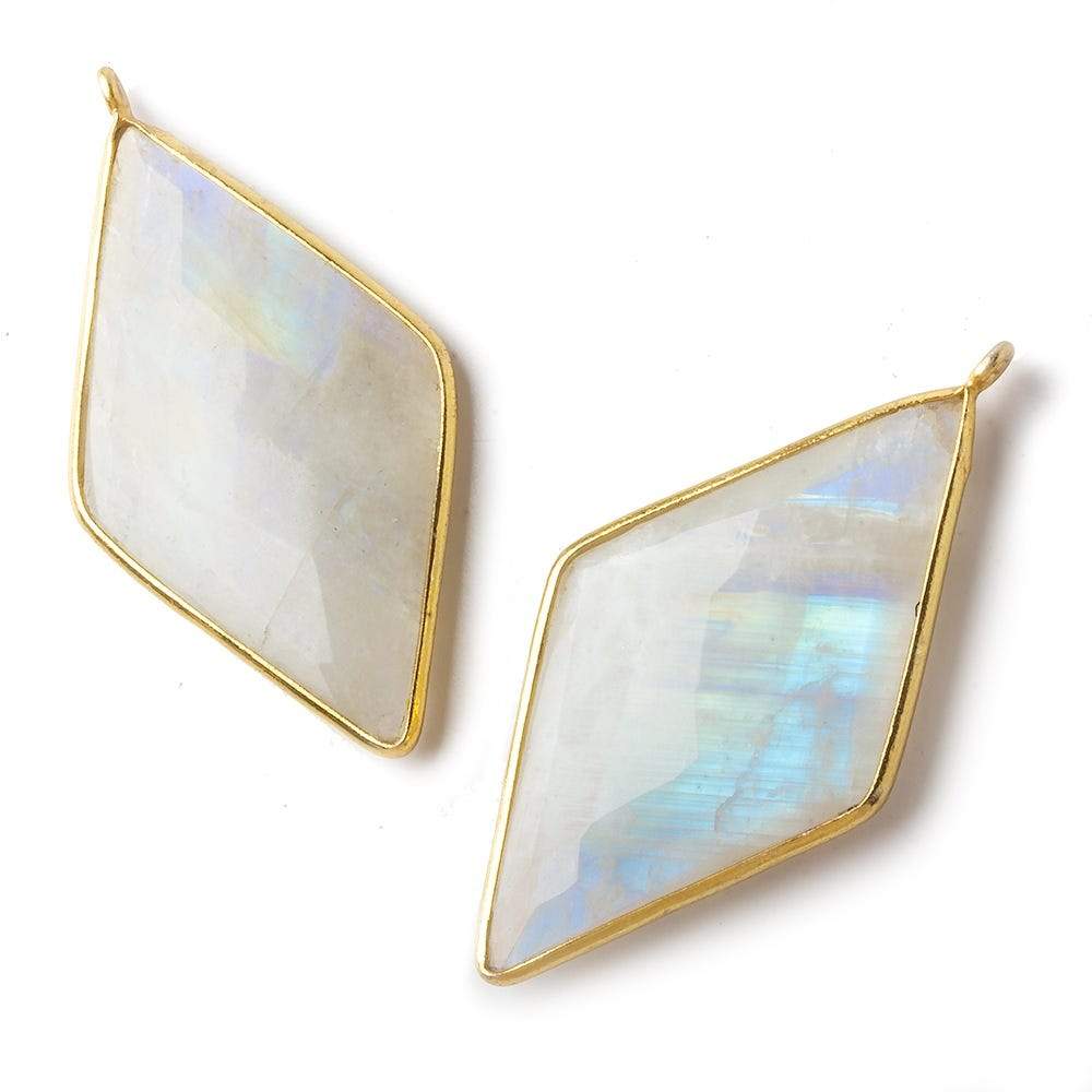 44x25mm Vermeil Bezel Rainbow Moonstone faceted kite Pendant 1 piece