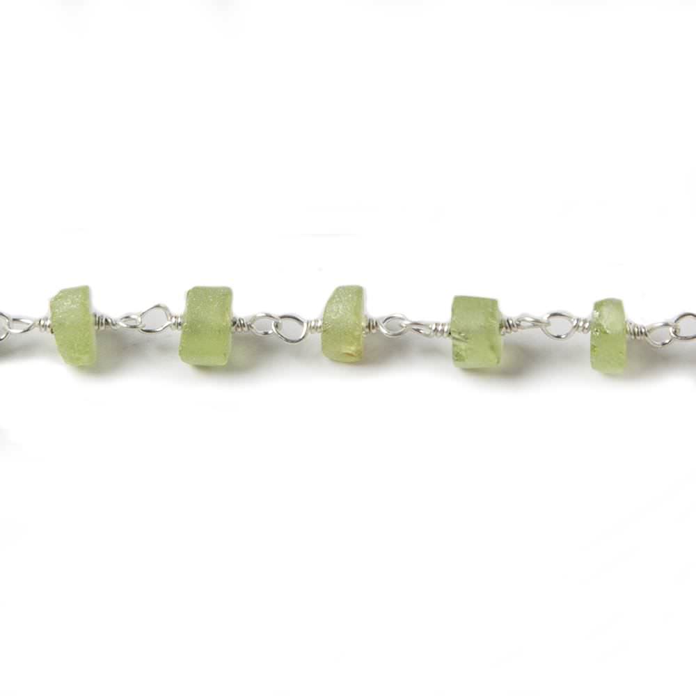 4.5-5mm Matte Peridot Silver plated Chain by the foot 35 pcs