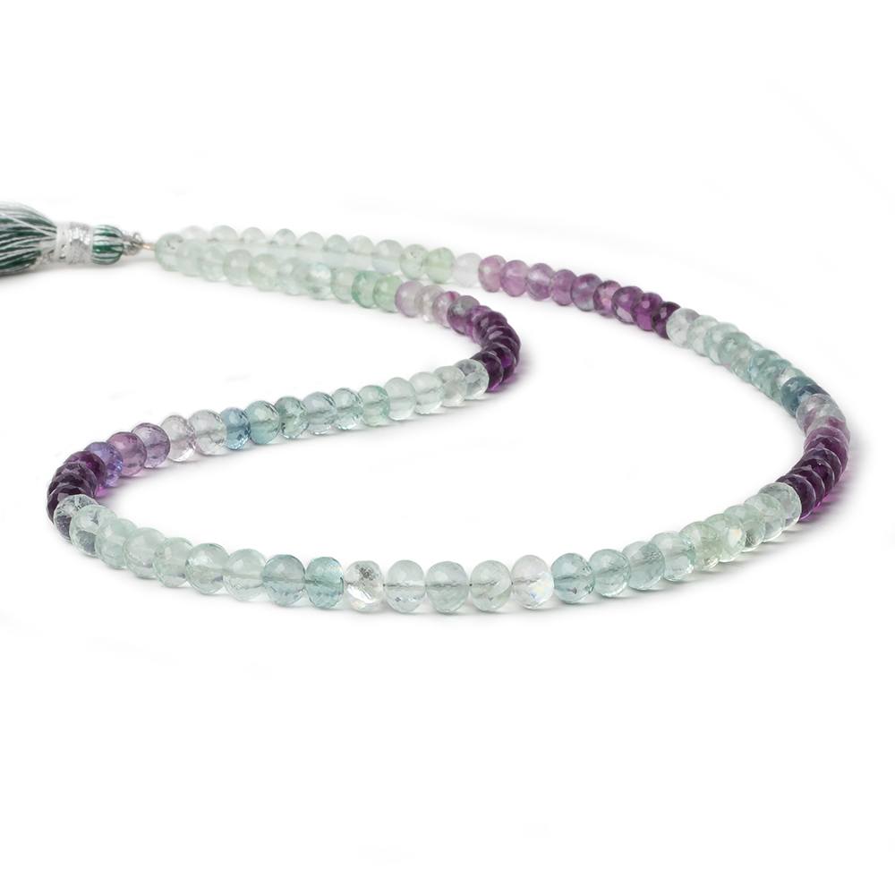 4.5-5mm Mint & Purple Fluorite micro faceted rondelles 16 inch 102 beads AAA