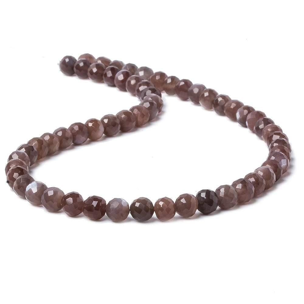 4.5-6.5mm Chocolate Brown Moonstone faceted round beads 13 inch 57 pieces