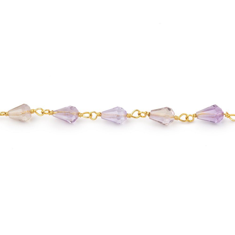 4.5-6mm Ametrine Faceted Tear Drop Beads on Vermeil Chain