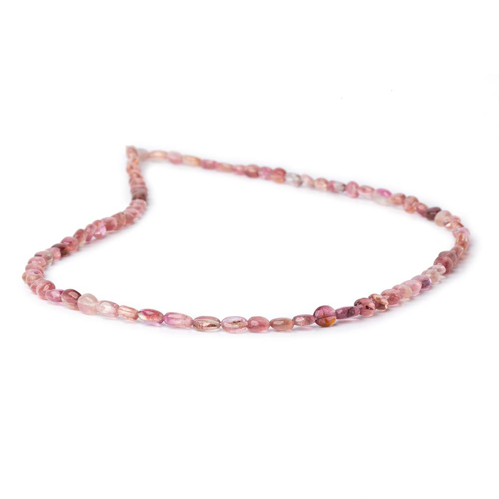 4.5-6mm Shaded Pink Tourmaline Plain Ovals 16 inch 81 Beads AA