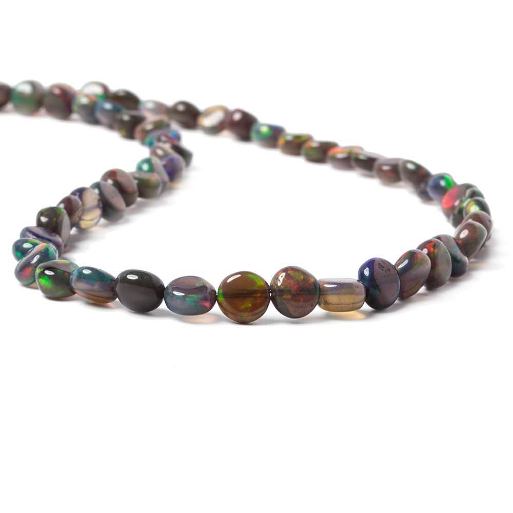 4.5-7mm Blue Ethiopian Opal Plain Coin Beads 18 inch 85 pieces AA