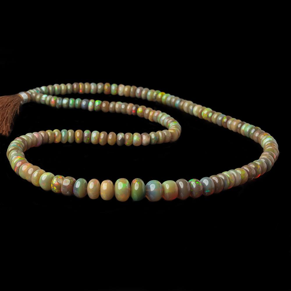 4.5-8.5mm Olive Green Ethiopian Opal Plain Rondelle beads 18 inch 138 pieces