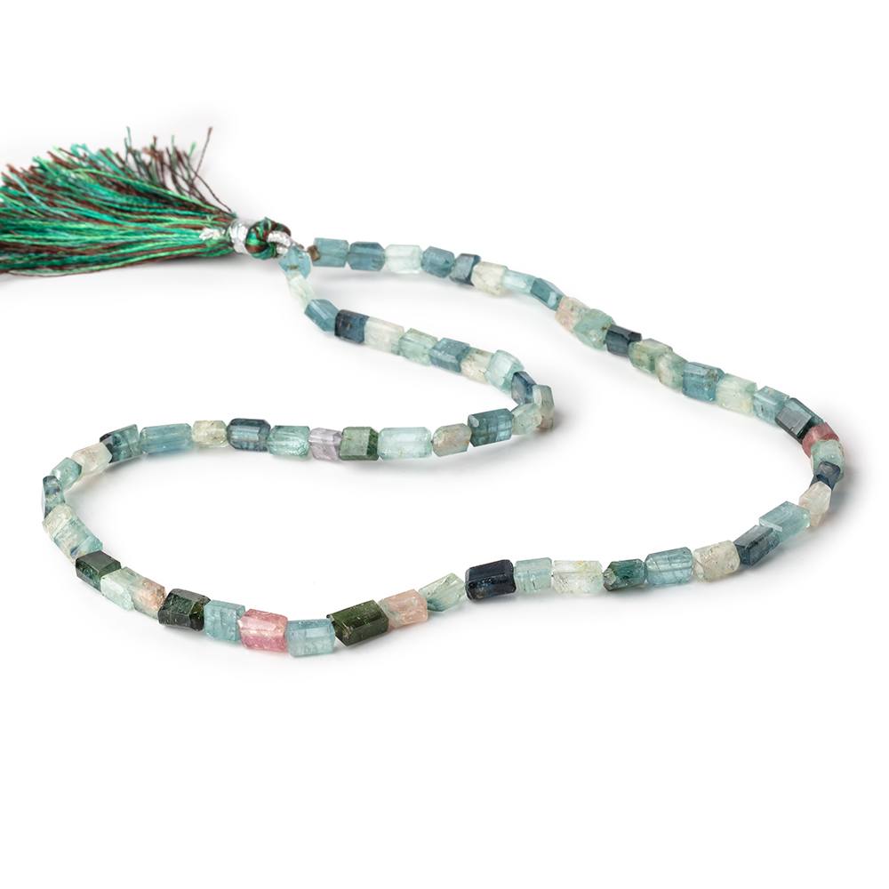 4.5-8mm Indicolite Tourmaline Faceted Rectangles 16 inch 63 Beads