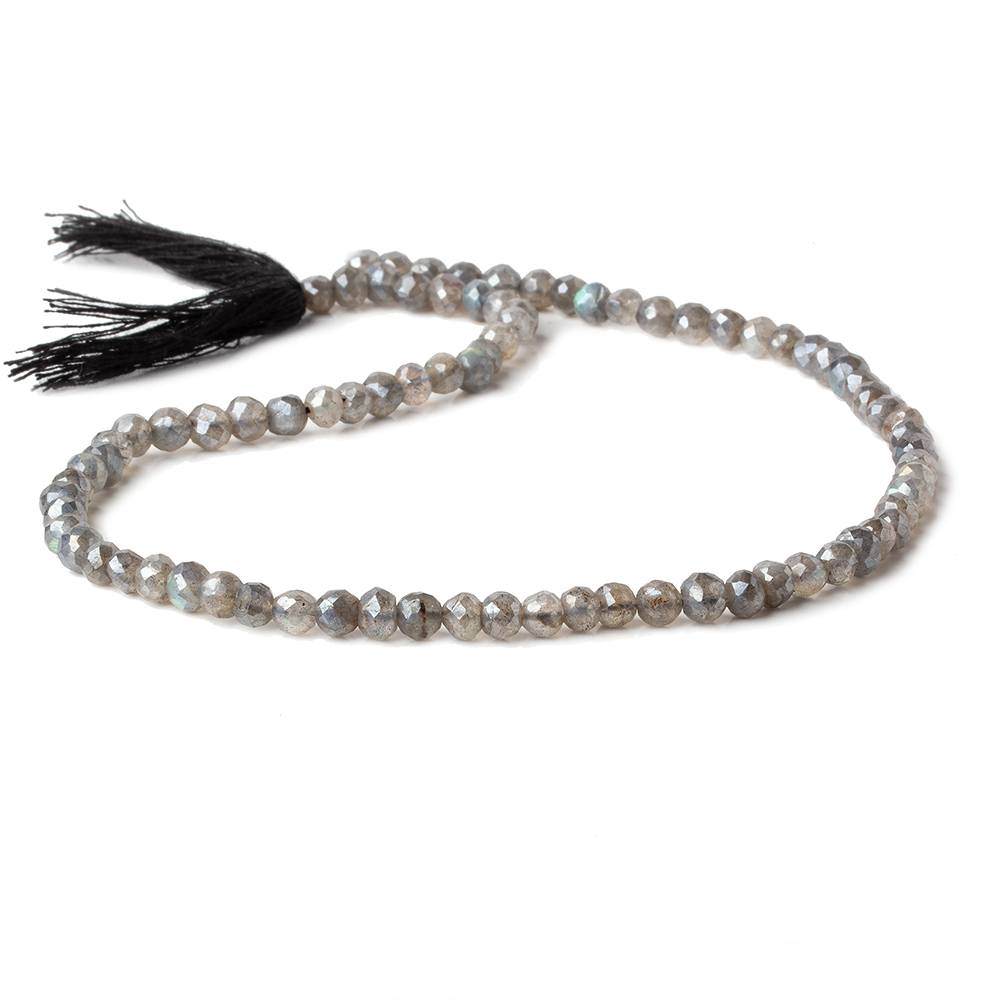 4.5-5 mm Mystic Labradorite Hand Faceted Rounds 13 inch 80 beads