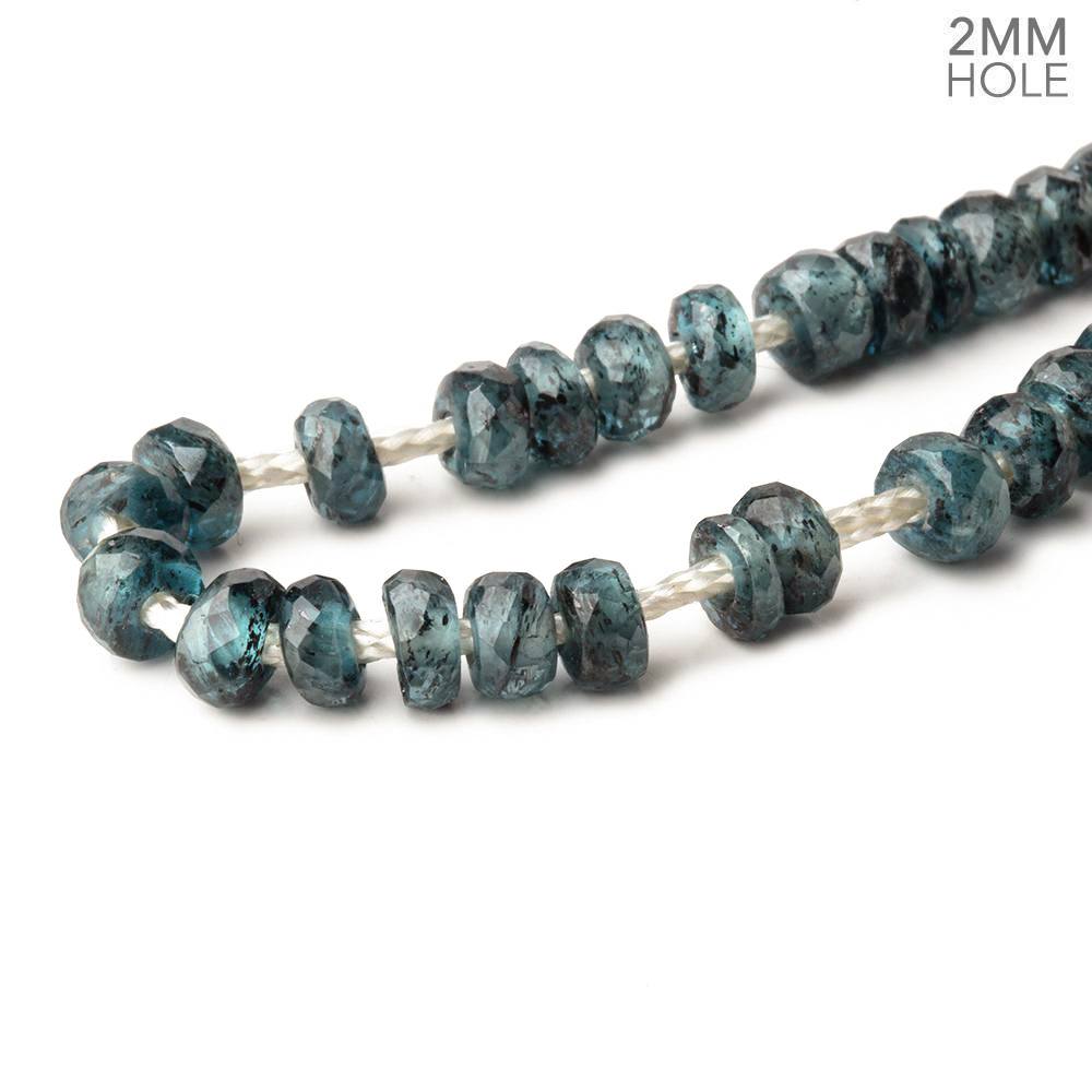 5-6mm Indigo Kyanite 2mm Large Hole Faceted Rondelle Beads 7 inch 53 pieces