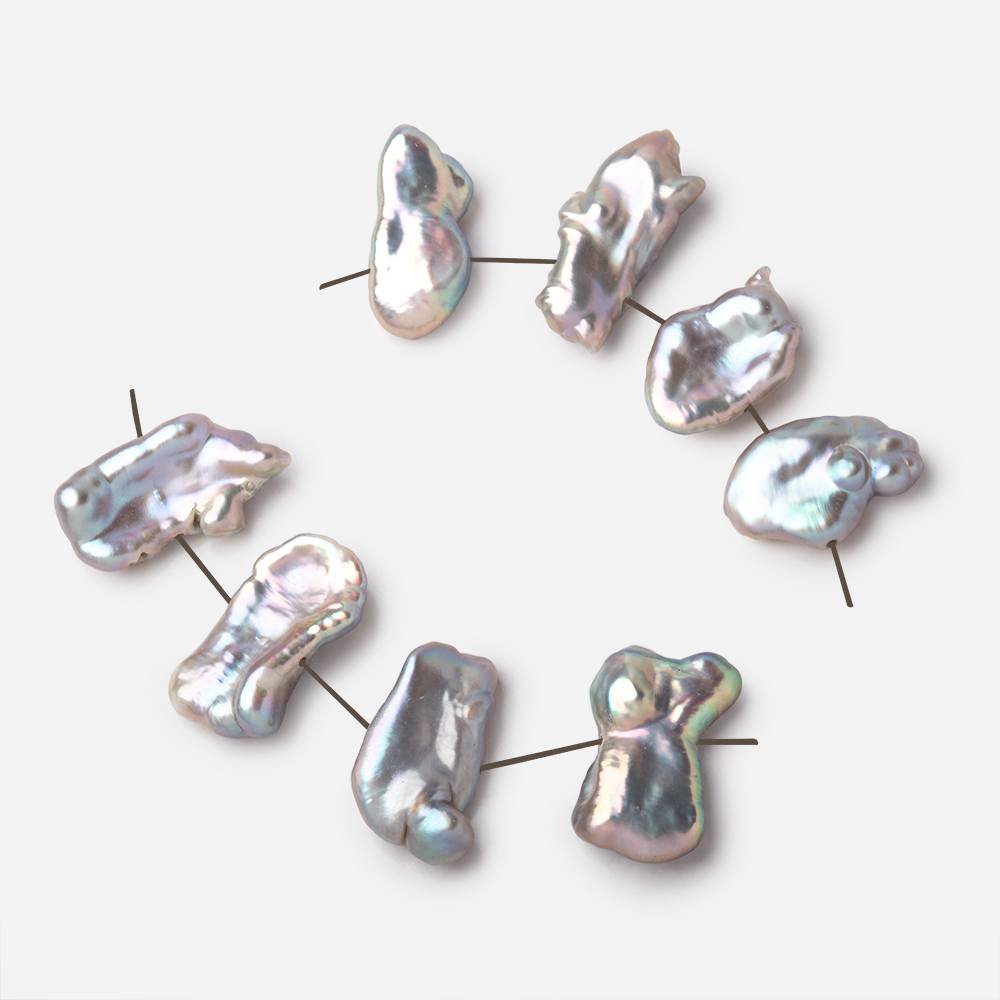 11-14mm Lilac Silver Side Drill Biwa Focals Set of 4 pieces