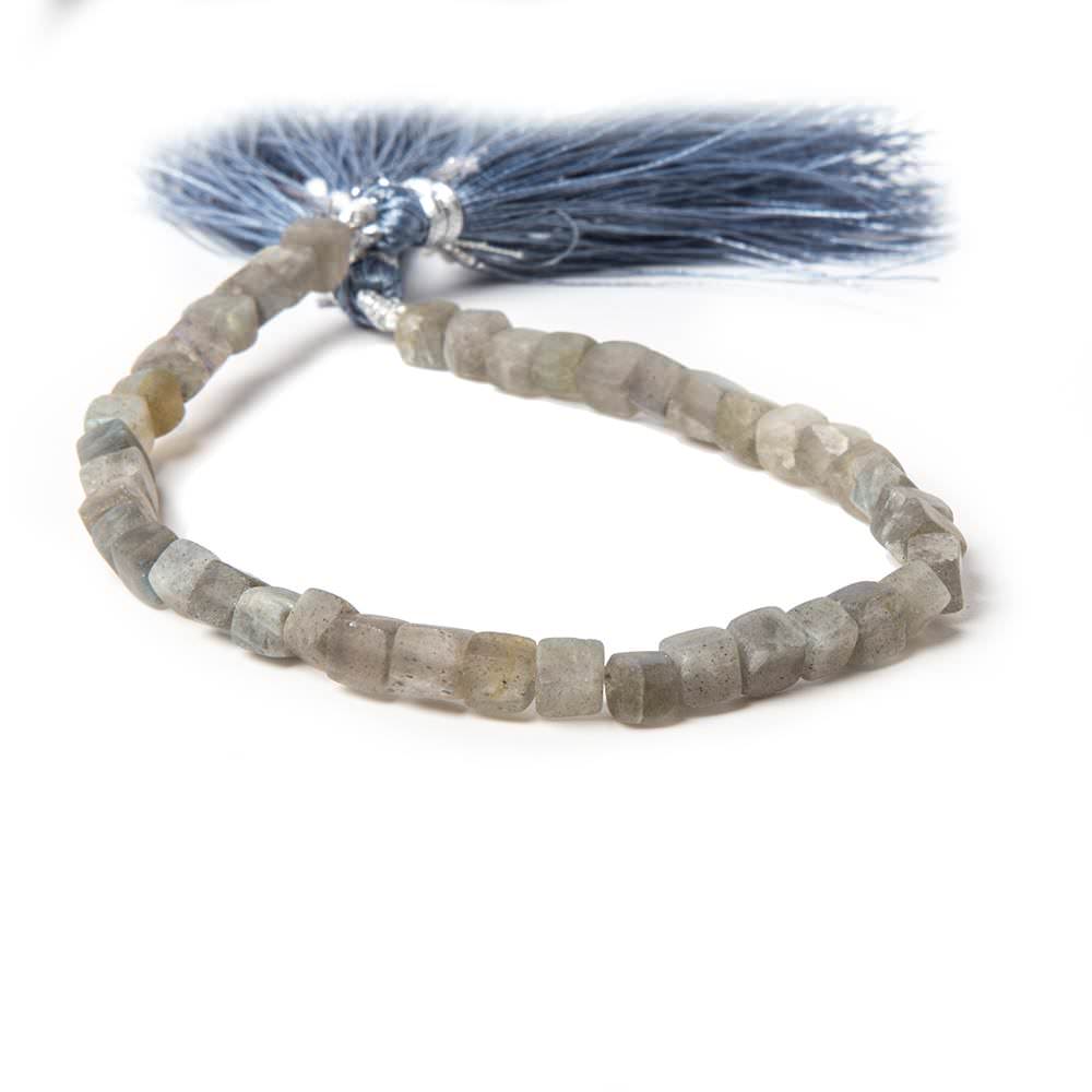 4.5mm Matte Labradorite plain cube beads 7.5 inches 41 pieces