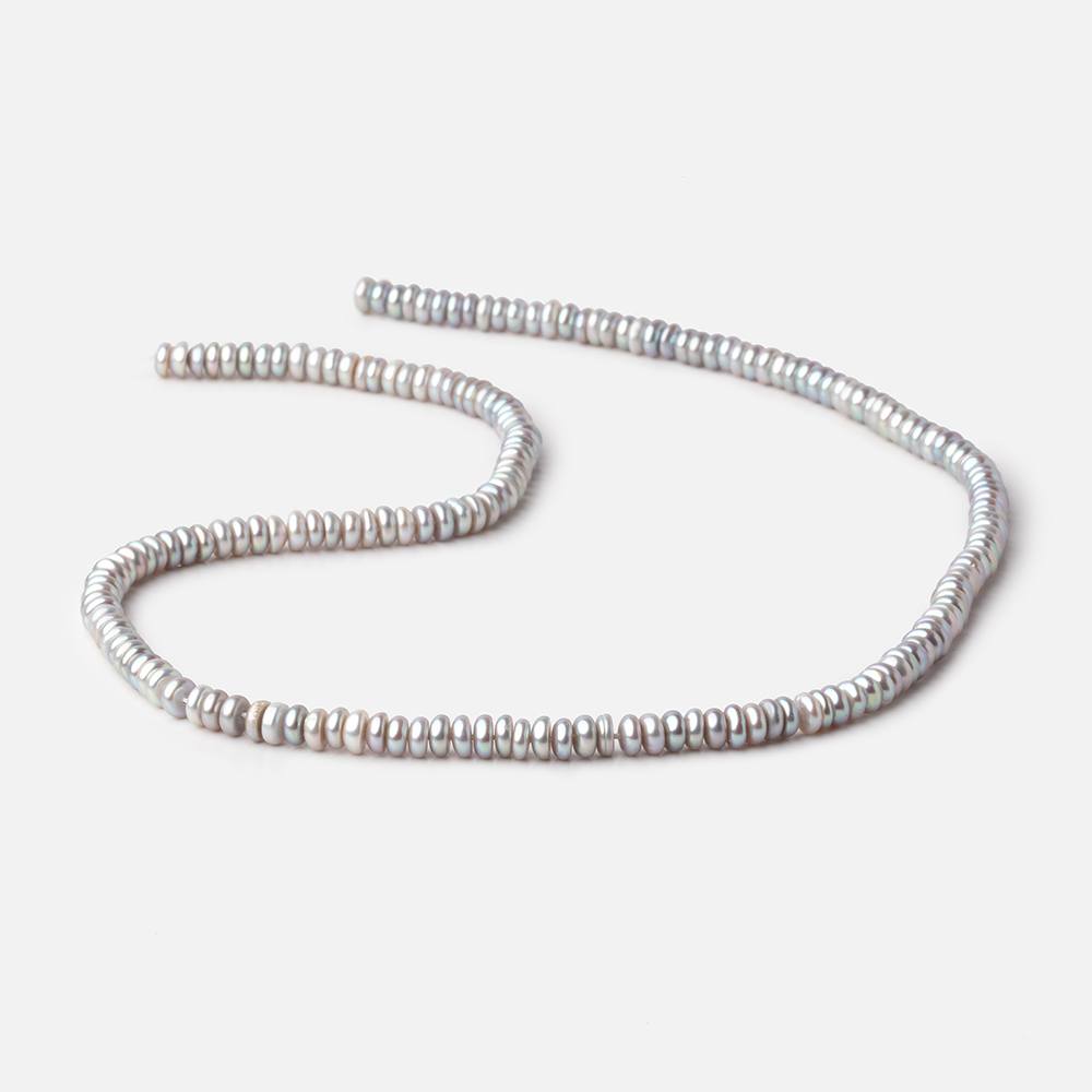 4.5mm Silver Center Drilled Button Freshwater Pearls 15 inch 169 Beads AAA