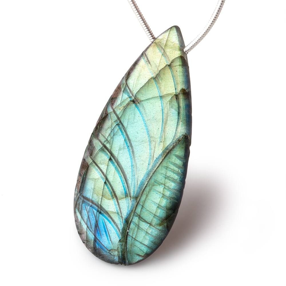 45x22mm Multi Color Flash Labradorite Carved Pear Focal 1 Bead