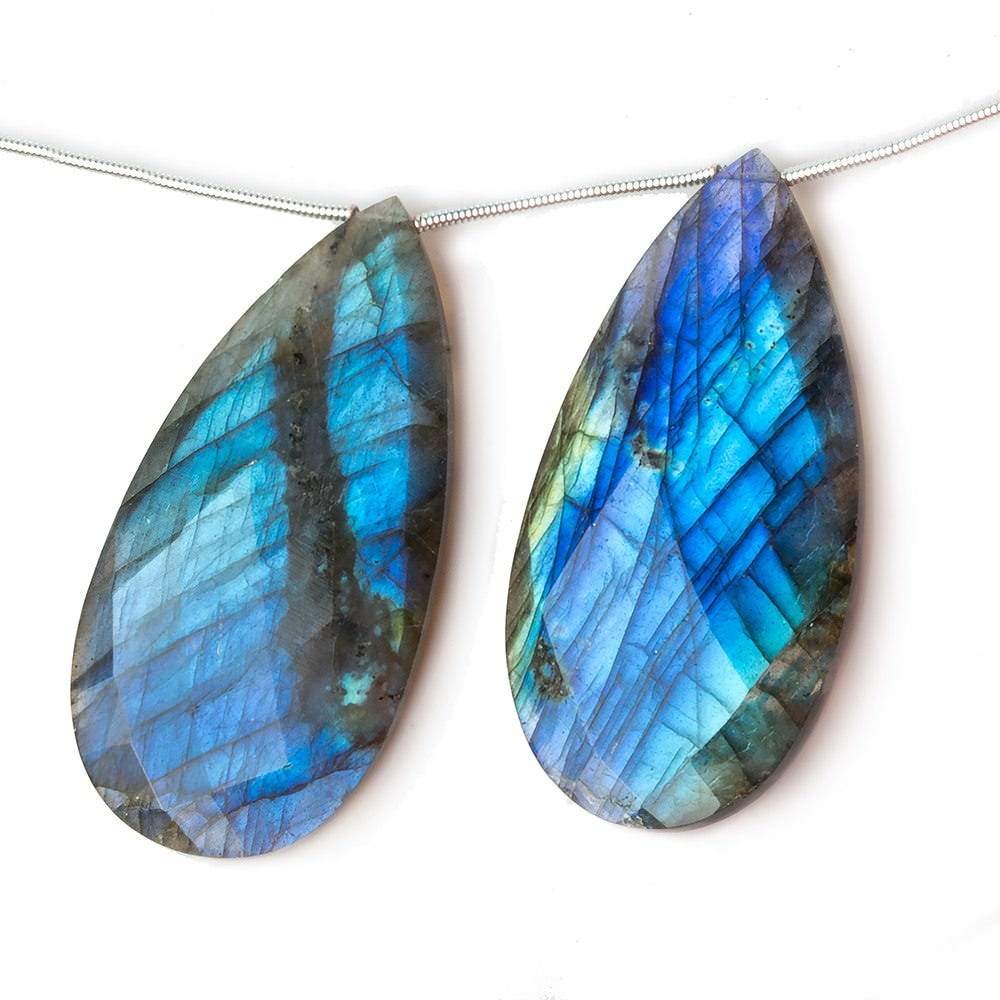 45x22x6mm Labradorite faceted pear briolette beads 5 inch 5 pieces A