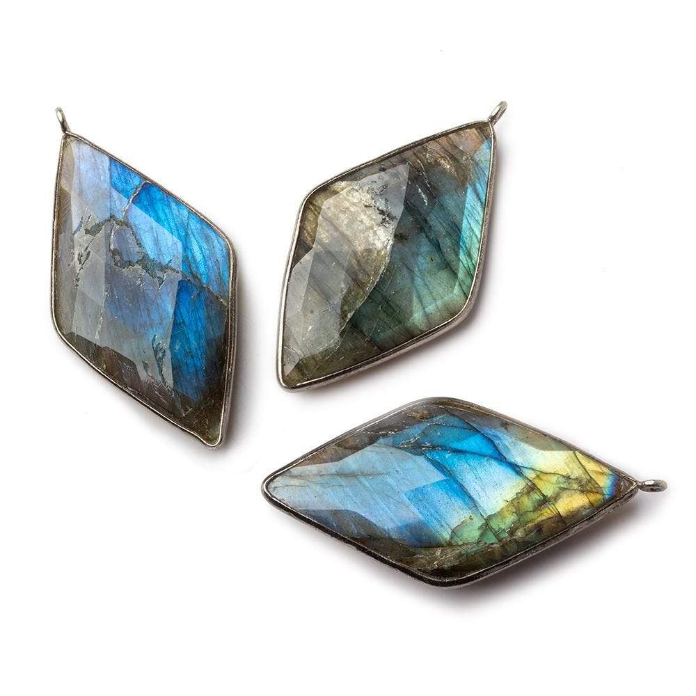 45x24mm Black Gold .925 Bezel Labradorite faceted Kite Pendant 1 piece