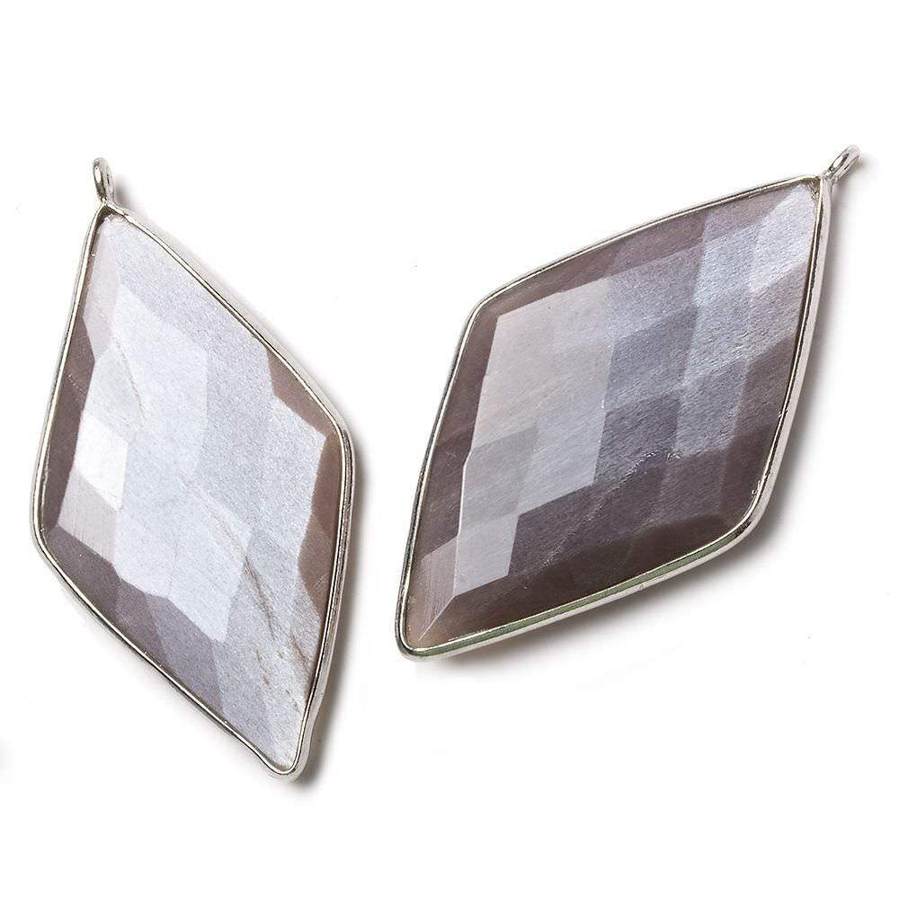 45x24mm Silver Bezel Chocolate Moonstone faceted Kite Pendant 1 piece