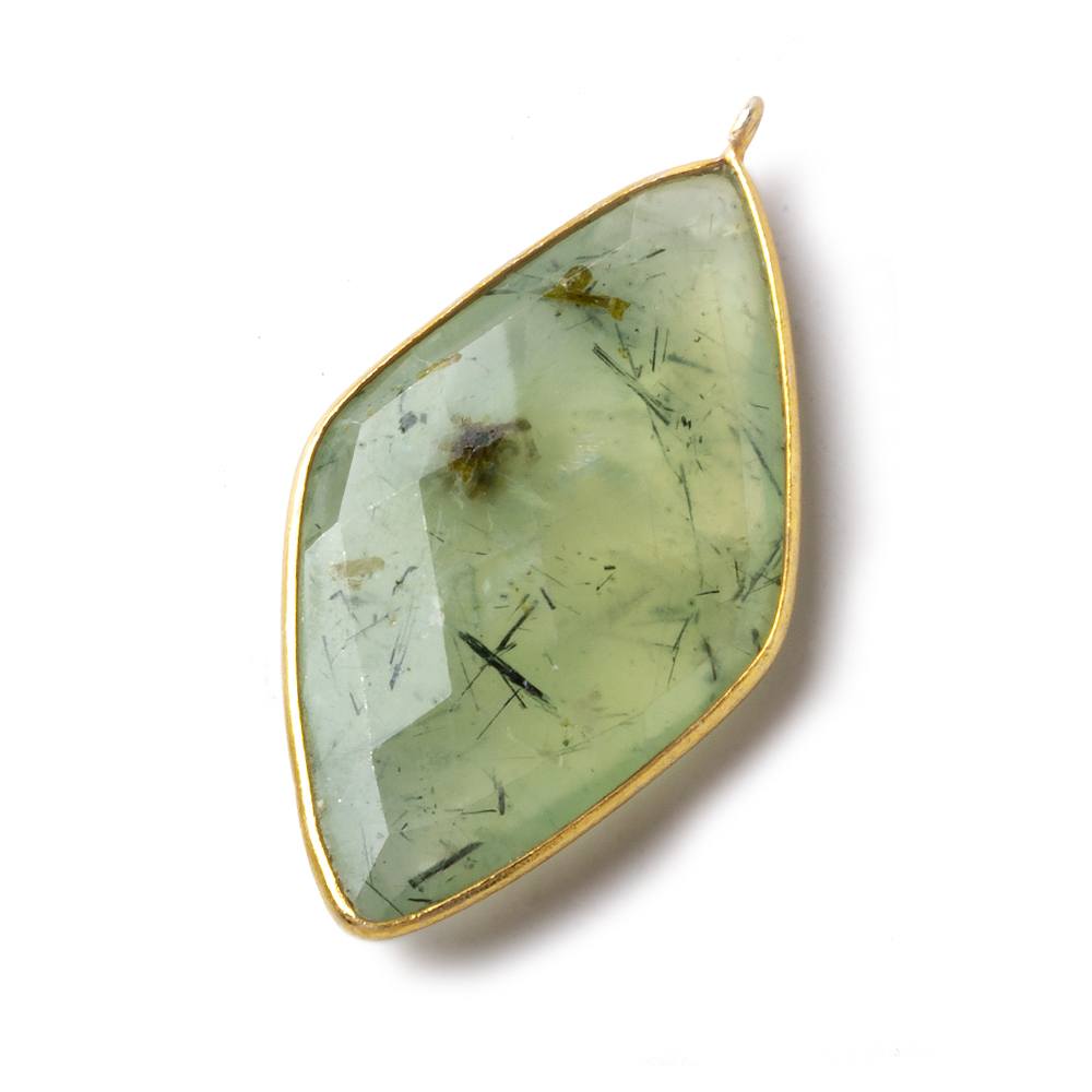 45x24mm Vermeil Bezel Prehnite faceted Kite Pendant 1 piece