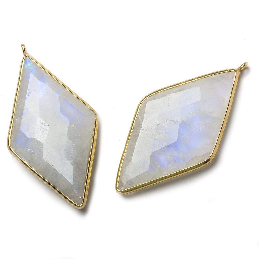 44x25mm Vermeil Bezel Rainbow Moonstone faceted Kite Pendant 1 piece