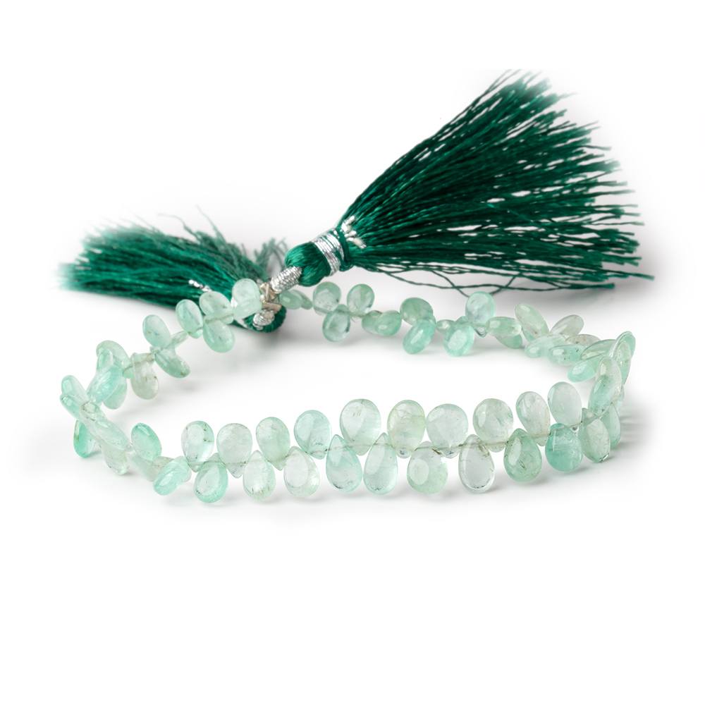 4.5x3-6.5x5mm Colombian Emerald plain pear beads 8 inch 77 pieces