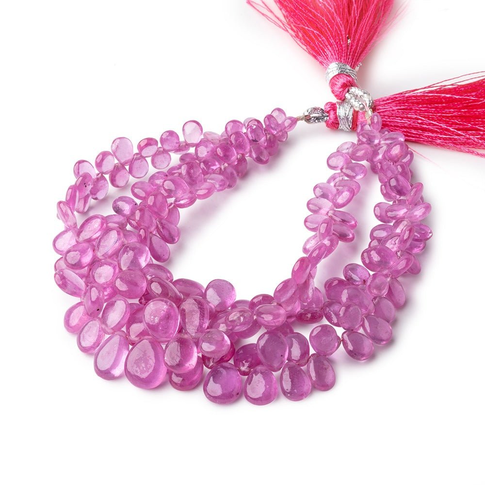 4.5x4-10x8mm Pink Sapphire Plain Pear Beads Set of 3 Strands AAA