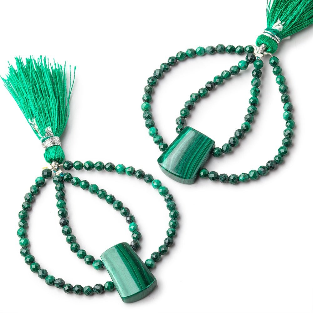 45x45mm Malachite Fancy Focal Beads Sold as a Set of 2
